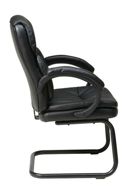 Office Star Eco Leather Visitors Chair with Padded Arms and Sled Base EC9235-EC3 Office Star Eco Leather Visitors Chair with Padded Arms and Sled Base EC9235-EC3